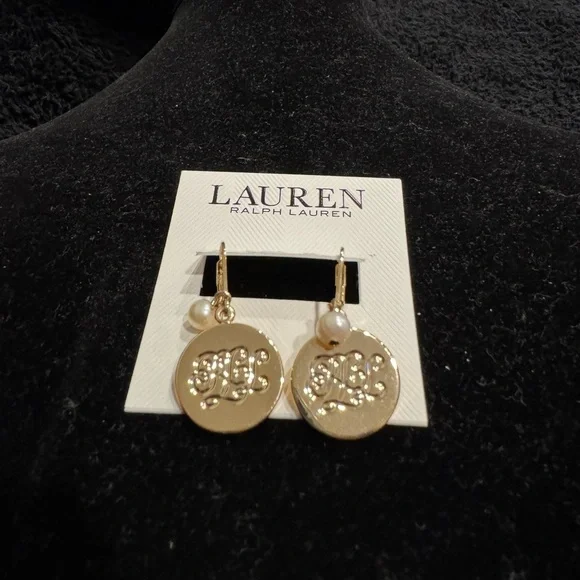 Gold and Pearl Drop Earrings Lauren by Ralph Lauren - Picture 1 of 2
